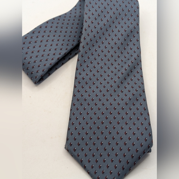 Dior Men's Silk Tie - Gray with Red Dots - Picture 2 of 3